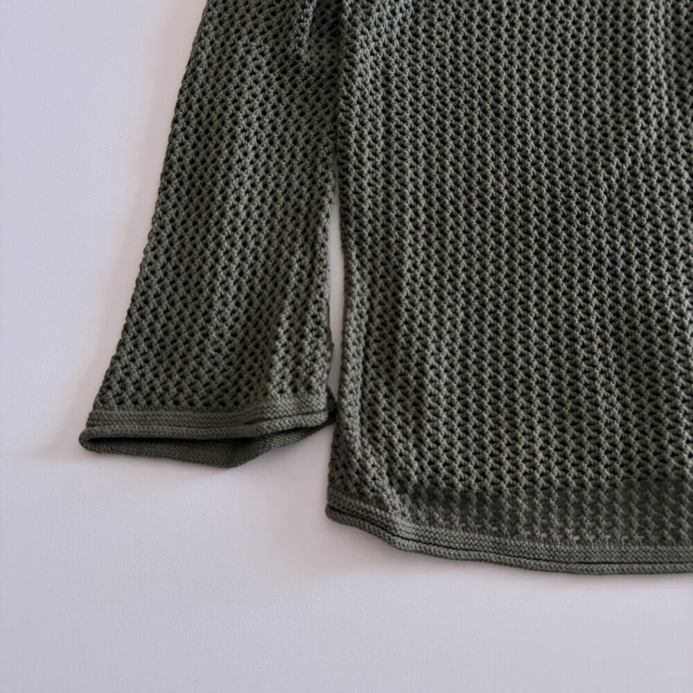 Banana Republic Women’s Open Stitch Knit Sweater Vegan Green Size Medium - Picture 3 of 12